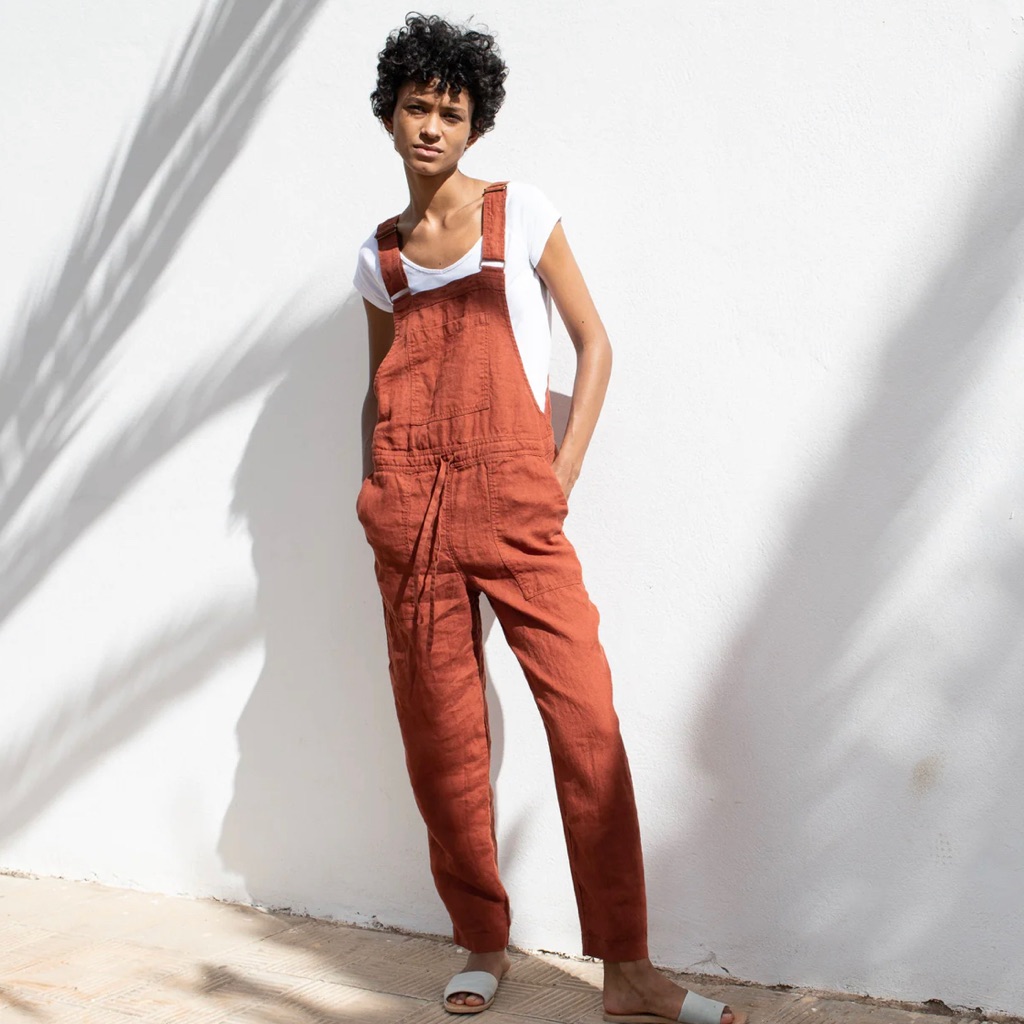 Notperfectlinen Black Linen Overalls Jumpsuit